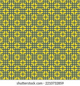 Blue line and square pattern on yellow background. Tradition Chinese pattern backdrop.