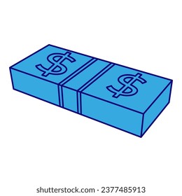 blue line stack of money element. Simple flat vector with business theme. Business.