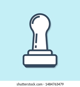 Blue line Stamp icon isolated on blue background.  Vector Illustration