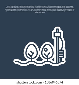 Blue line Standalone sensor and plant icon isolated on blue background.  Vector Illustration