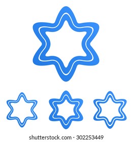Blue line star logo design set