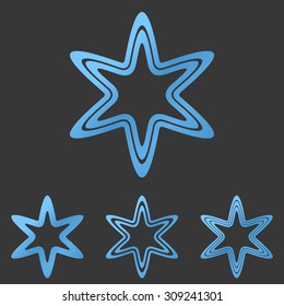 Blue line star logo design set