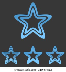 Blue line star logo design set