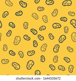 Blue line Steak meat icon isolated seamless pattern on yellow background.  Vector Illustration