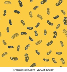 Blue line Steak meat icon isolated seamless pattern on yellow background.  Vector Illustration