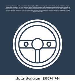 Blue line Steering wheel icon isolated on blue background. Car wheel icon.  Vector Illustration
