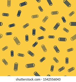 Blue line Stereo speaker icon isolated seamless pattern on yellow background. Sound system speakers. Music icon. Musical column speaker bass equipment.  Vector Illustration