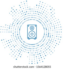 Blue line Stereo speaker icon isolated on white background. Sound system speakers. Music icon. Musical column speaker bass equipment. Abstract circle random dots. Vector Illustration