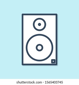 Blue line Stereo speaker icon isolated on blue background. Sound system speakers. Music icon. Musical column speaker bass equipment.  Vector Illustration