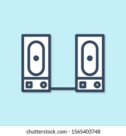 Blue line Stereo speaker icon isolated on blue background. Sound system speakers. Music icon. Musical column speaker bass equipment.  Vector Illustration