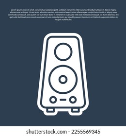 Blue line Stereo speaker icon isolated on blue background. Sound system speakers. Music icon. Musical column speaker bass equipment.  Vector