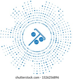 Blue line Stick for chips icon isolated on white background. Casino gambling. Abstract circle random dots. Vector Illustration