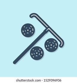 Blue line Stick for chips icon isolated on blue background. Casino gambling.  Vector Illustration