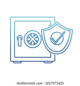 blue line strong box object with shield security