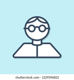 Blue line Student icon isolated on blue background.  Vector Illustration