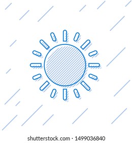 Blue line Sun icon isolated on white background.  Vector Illustration