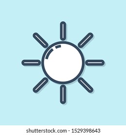 Blue line Sun icon isolated on blue background.  Vector Illustration