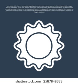 Blue line Sun icon isolated on blue background. Summer symbol. Good sunny day.  Vector
