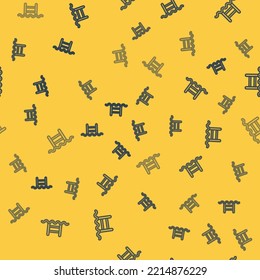 Blue line Swimming pool with ladder icon isolated seamless pattern on yellow background.  Vector