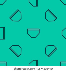 Blue line Swimming trunks icon isolated seamless pattern on green background.  Vector Illustration