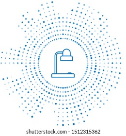 Blue line Table lamp icon isolated on white background. Table office lamp. Abstract circle random dots. Vector Illustration