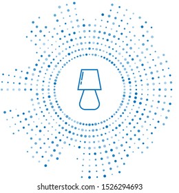 Blue line Table lamp icon isolated on white background. Abstract circle random dots. Vector Illustration