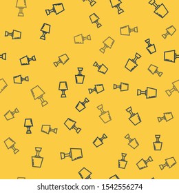 Blue line Table lamp icon isolated seamless pattern on yellow background.  Vector Illustration