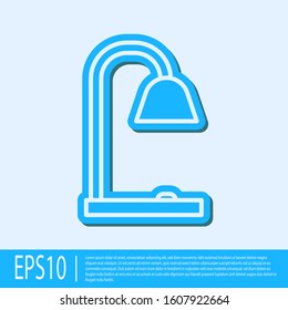 Blue line Table lamp icon isolated on grey background.  Vector Illustration