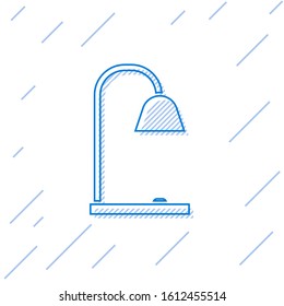 Blue line Table lamp icon isolated on white background.  Vector Illustration