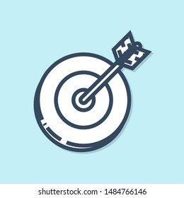 Blue line Target icon isolated on blue background. Investment target icon. Successful business concept. Cash or Money sign.   Vector Illustration