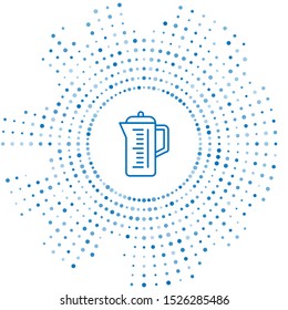 Blue line Teapot icon isolated on white background. Abstract circle random dots. Vector Illustration