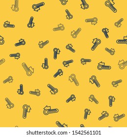 Blue line Thermometer icon isolated seamless pattern on yellow background.  Vector Illustration