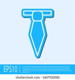 Blue line Tie icon isolated on grey background. Necktie and neckcloth symbol.  Vector Illustration