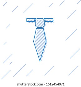 Blue line Tie icon isolated on white background. Necktie and neckcloth symbol.  Vector Illustration