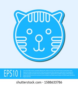 Blue line Tiger zodiac sign icon isolated on grey background. Astrological horoscope collection.  Vector Illustration