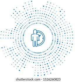 Blue line Time Management icon isolated on white background. Clock and gear sign. Productivity symbol. Abstract circle random dots. Vector Illustration