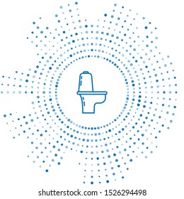 Blue line Toilet bowl icon isolated on white background. Abstract circle random dots. Vector Illustration