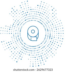 Blue line Toilet paper roll icon isolated on white background. Abstract circle random dots. Vector Illustration