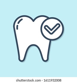 Blue line Tooth whitening concept icon isolated on blue background. Tooth symbol for dentistry clinic or dentist medical center.  Vector Illustration