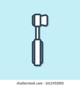 Blue line Toothbrush icon isolated on blue background.  Vector Illustration