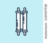 Blue line Torah scroll icon isolated on blue background. Jewish Torah in expanded form. Star of David symbol. Old parchment scroll.  Vector Illustration