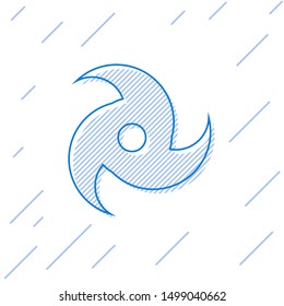 Blue line Tornado icon isolated on white background. Cyclone, whirlwind, storm funnel, hurricane wind or twister weather icon.  Vector Illustration