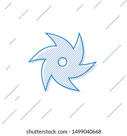Blue line Tornado icon isolated on white background. Cyclone, whirlwind, storm funnel, hurricane wind or twister weather icon.  Vector Illustration