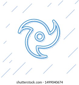 Blue line Tornado icon isolated on white background. Cyclone, whirlwind, storm funnel, hurricane wind or twister weather icon.  Vector Illustration