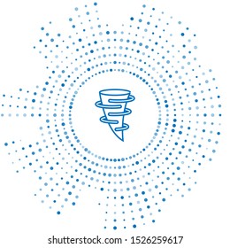Blue line Tornado icon isolated on white background. Abstract circle random dots. Vector Illustration