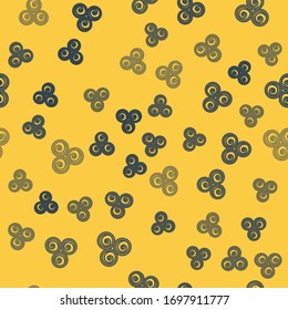 Blue line Towel rolls icon isolated seamless pattern on yellow background.  Vector Illustration