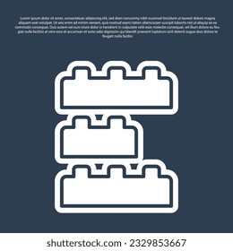 Blue line Toy building block bricks for children icon isolated on blue background.  Vector