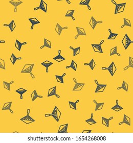 Blue line Traditional Japanese umbrella from the sun icon isolated seamless pattern on yellow background.  Vector Illustration