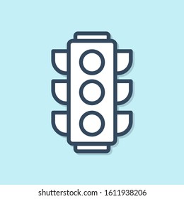 Blue line Traffic light icon isolated on blue background.  Vector Illustration