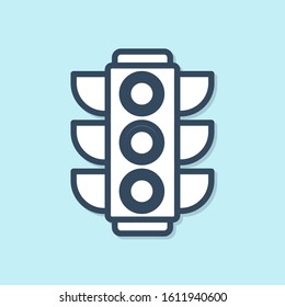 Blue line Traffic light icon isolated on blue background.  Vector Illustration